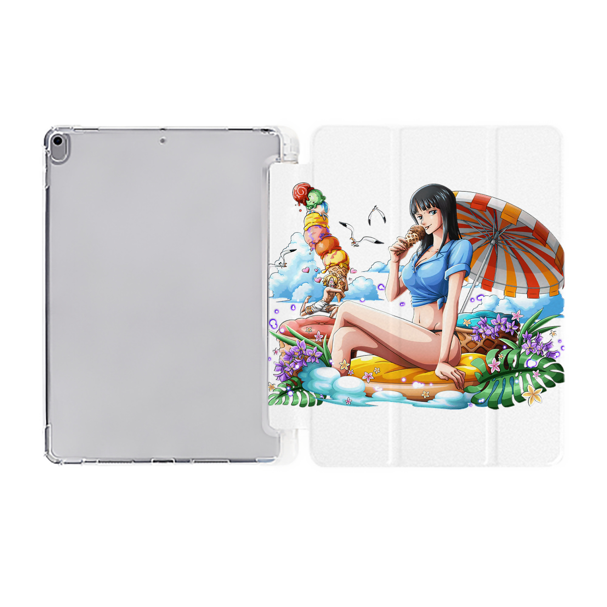 （画像用） ワンピース ニコ・ロビン ONE PIECE Nico Robin IPad ケース ペン収納付き 三つ折りスタンド PUレザー×シリコン 対応機種9.5/10.5/10.9インチ